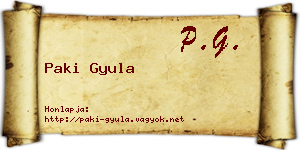 Paki Gyula névjegykártya